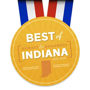 An illustrated medal for best of Indiana